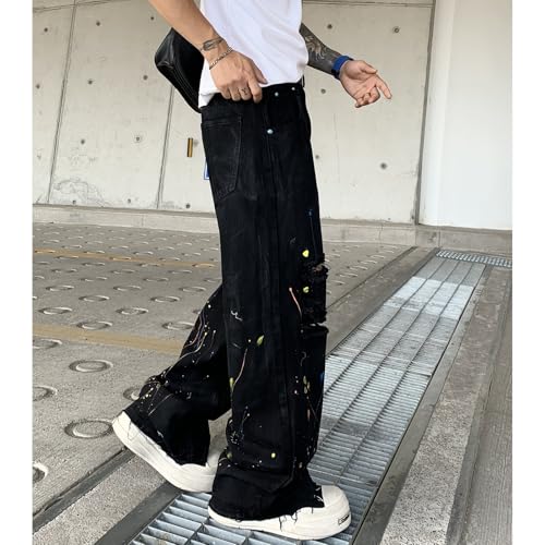 Baggy Jeans Men Distressed Casual Wide Leg Jeans Men Splatter Paint Emo Streetwear for Skater Denim Pants4