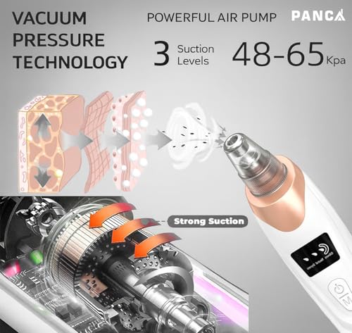 Image of PANCA 5-in-1 Blackhead Remover Machine | Electric Pore Cleaner & Whitehead Removal Tool | USB Rechargeable Skin Care Device for Face Cleansing & Exfoliation (Black)