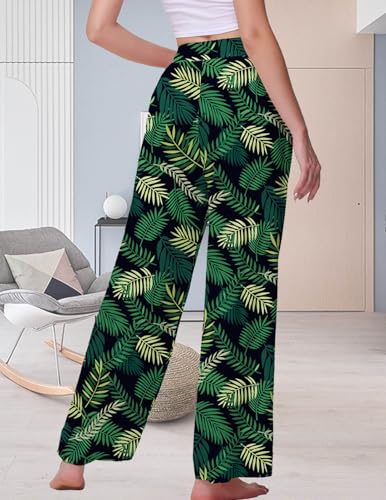 Image of Veseacky Women's Wide Leg Lounge Pants Yoga Pajamas Comfy Stretch Drawstring Pajamas Puls Size Dance Bottoms S-4XL