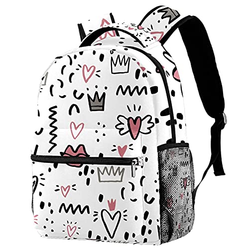 Sac à dos couronne noire pour femme, grand sac de voyage décontracté multicolore