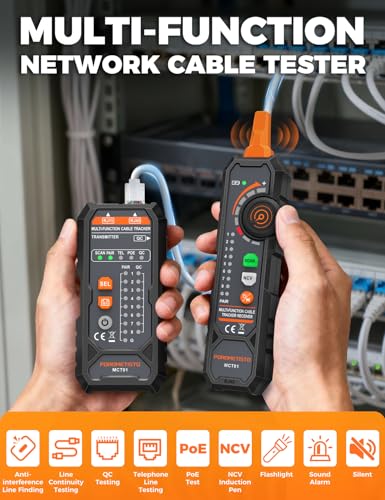 Comprobador de cables de red RJ45 RJ11 para pruebas PoE y continuidad MCT01 2