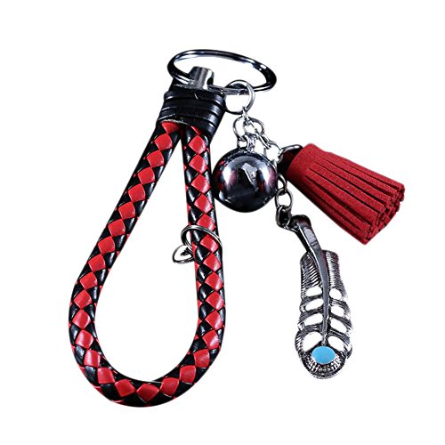Preisvergleich Produktbild Fablcrew Schlüsselring Exquisite Handwerkskunst Rucksack Anhänger Hängen Ornamente Schlüsselanhänger für Männer und Mädchen Metall Leder Rot 1 Stück