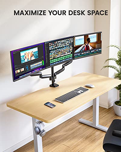 Image of ErGear Triple Monitor Mount for 13-27 inch Screens, Triple Monitor Arms with USB, Heavy Duty Three Monitors Stand with Tilt, Swivel, Rotation, Holds Up to 17.6 lbs Each Arm