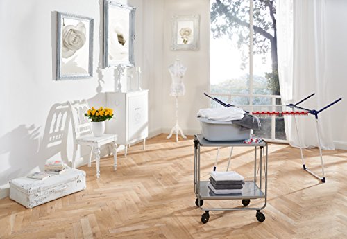 Leifheit Storage Wheels | Silver 74291 Fold-Up Utility Storage & Service Trolley Cart