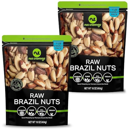Image of NUT CRAVINGS - Raw Brazil Nuts (16oz - 2 Pack) Unsalted, No Shell, Whole