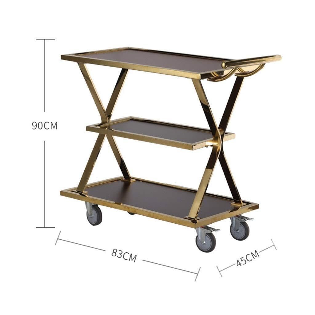 Carrello da Cucina in Acciaio Inox a 3 Ripiani con Ruote bloccabili, Carrello di Servizio in Metallo per casa, Salone di Bellezza, Catering e Soggiorno