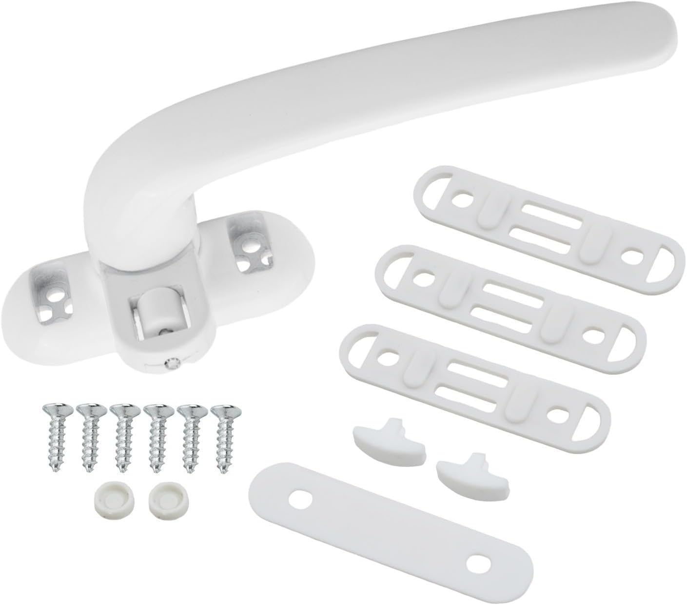 Aluminum oy Sash Lock Handle for Windows and Doors, Anti-Theft Flat Design Shutter Pull with Latch, Easy Inst Hardware for Kitchen Bathroom Bedroom Office, Black Finish, 15x2.5x2.8cm(White Right)