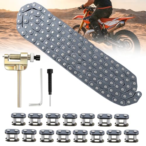 Image of Podoy T8F Drive Chain 134 Links with Chain Breaker & Master Links, Heavy Duty Replacement Chain for 43cc 47cc 49cc 50cc Mini Dirt Bike, Pit Bike, Pocket Bike, Go Kart & ATV
