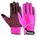 Guanti da ciclismo invernali da donna e da uomo con touch screen, antivento, termici e antiscivolo, in gel, imbottiti, per mountain bike, mountain bike, bici da strada, sport (rosa, M)