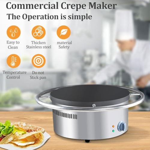 Elektrischer Crêpe-Pfannkuchen-Maker, manuelle rotierende Pfannkuchenmaschine, Kochplatte, Tischkochfeld, Kochplatte, Herd, Gusseisen-Heizplatte, Antihaft-Pfanne, für Eier, Speck, Küche, Restaurant – Bild 6