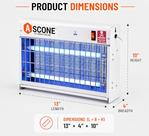 Image of Ascone Flying Insect Killer Machine with 2 UV Tubes | Silent & Chemical-Free Fly Control for Home, Restaurants, Hotels & Offices - White
