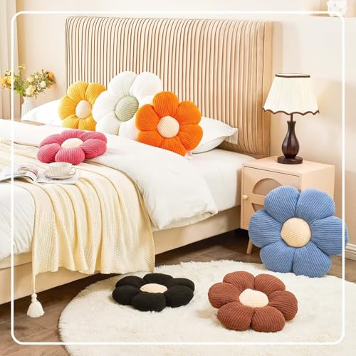 Flower Throw Pillow, Soft Brown 17.7" Shaped Floor Pillow for Home Decor, Cute Aesthetic Plush Decorative Pillows for Bed, Sofa, Couch
