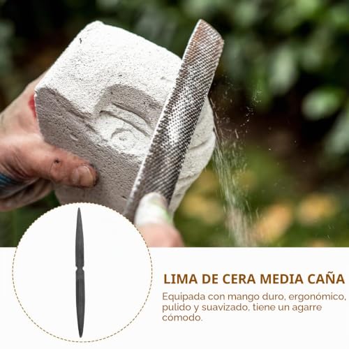 Miniatura 8 de Operitacx Lima De Cera Semicircular Resistente De Doble Para Modelado Y Tallado Herramienta De Acero Suave Mango Ergonómico Para Joyería Bricolaje Y Carpintería