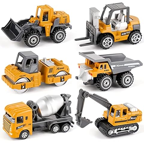Kid Diecast Metal Cars Engineering Vehicles Set,Construction Toys for Boys 3 Year Olds Sand Pit Play (6pcs Set) Cover