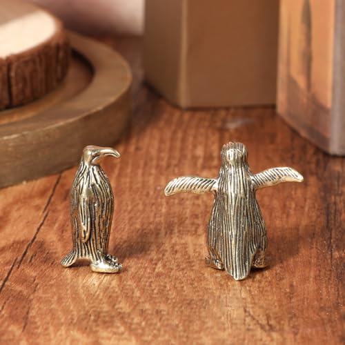 Estatuas Vintage de Pingüinos de Latón, Set 2 Piezas miniatura 6