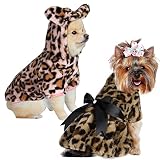 2 Pieces Leopard Print Faux Fur Dog Coat Fluffy Warm Sweater Medium Girl Dog Clothes Puppy Clothes f