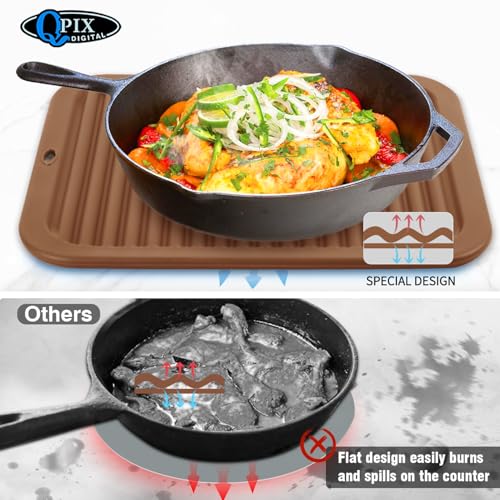 Image of 4 Pack Silicone Trivets for Hot Dishes Large 446F Heat Resistant Pot Holder Hot Pads for Kitchen 9'' x 12' Brown Silicone Trivet Mat for Hot Pots and Pans, Jar Opener, Drying Mat