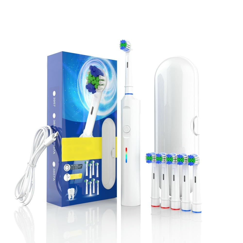 ZBDZSW Rundkopf Smart Soft Hair Rotierende Elektrische Zahnbürste Vollautomatischer Zahnreiniger Mundpflege IPX7 Wasserdichte Reisebox
