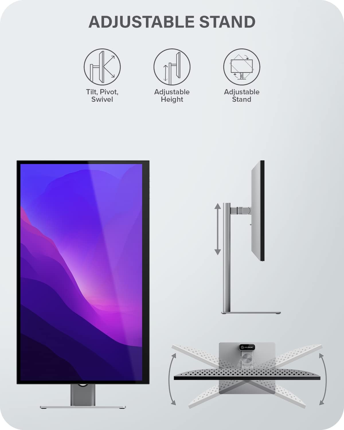 ALOGIC Clarity Monitor 4K da 27,100% RGB, 97% DCI-P3, 99% Adobe RGB 90W PD,Hub USB 8 in 1, Colore 1.07-b, Display 600 HDR, Contrasto dinamico 1000000: 1, pannello IPS, cornice ultrasottile.