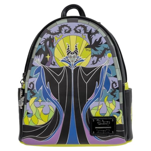 Loungefly Exclusives Disney Sleeping Beauty Maleficent Stained Glass Mini-Backpack Entertainment Earth Exclusive Faux Leather 10.5 H x 8 L x 5.5 D Multi-Color Unisex