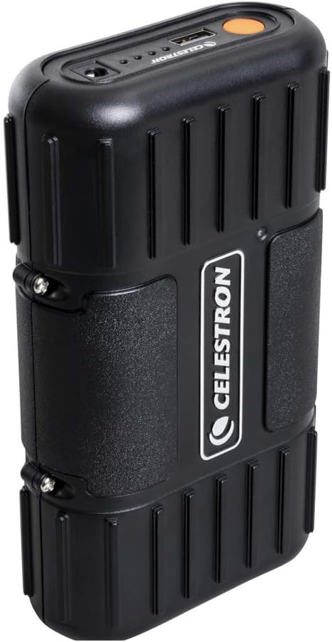 Celestron 18763 PowerTank Lithium LT Telescope Battery Power Pack – Rechargeable Portable 12V Power Supply for Computerised Telescopes with 8 Hour Capacity / 73.3 Wh and 1 USB Port, Black
