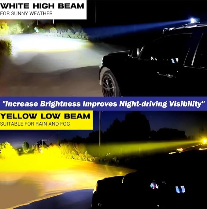 Image of Mini Driving 30W LED Fog Light for Bike and Car | White /Yellow Fog Lamp with Flashing Mode & Switch | Super Bright Driving Light