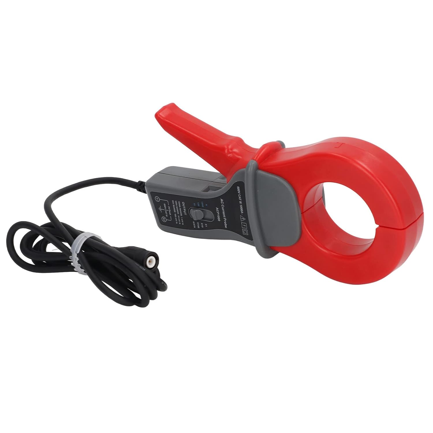 Oscilloscope AC Current Probe 10Hz to 100kHz 1000A Current Test Clamp Probe with 1.55m BNC Coaxial Output Cable