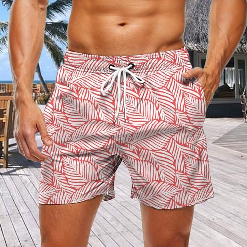 Floral Shorts Men,Floral Tropical Shorts for Men - Quick Dry Swim Trunks Elastic Waist Swimwear with Pockets for3