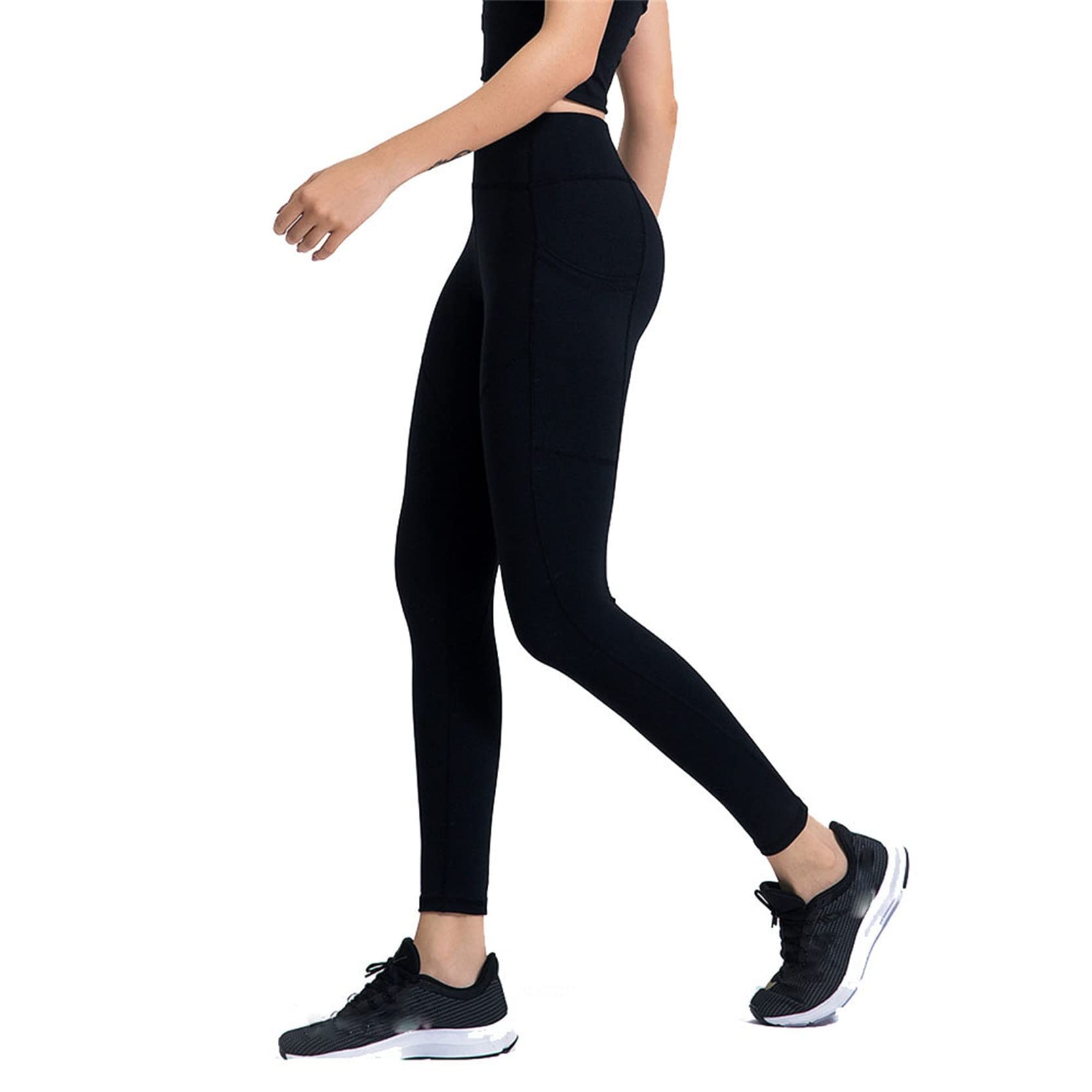 fitness legginsy damskie, Damskie Legginsy Legginsy Legginsy z kieszeniami, Skinny Spodnie jogi Wysokiej talii Tummy Control Power Flex Trening Spodnie Siłownia Rajstopy rozciągliwe sportowe legginsy