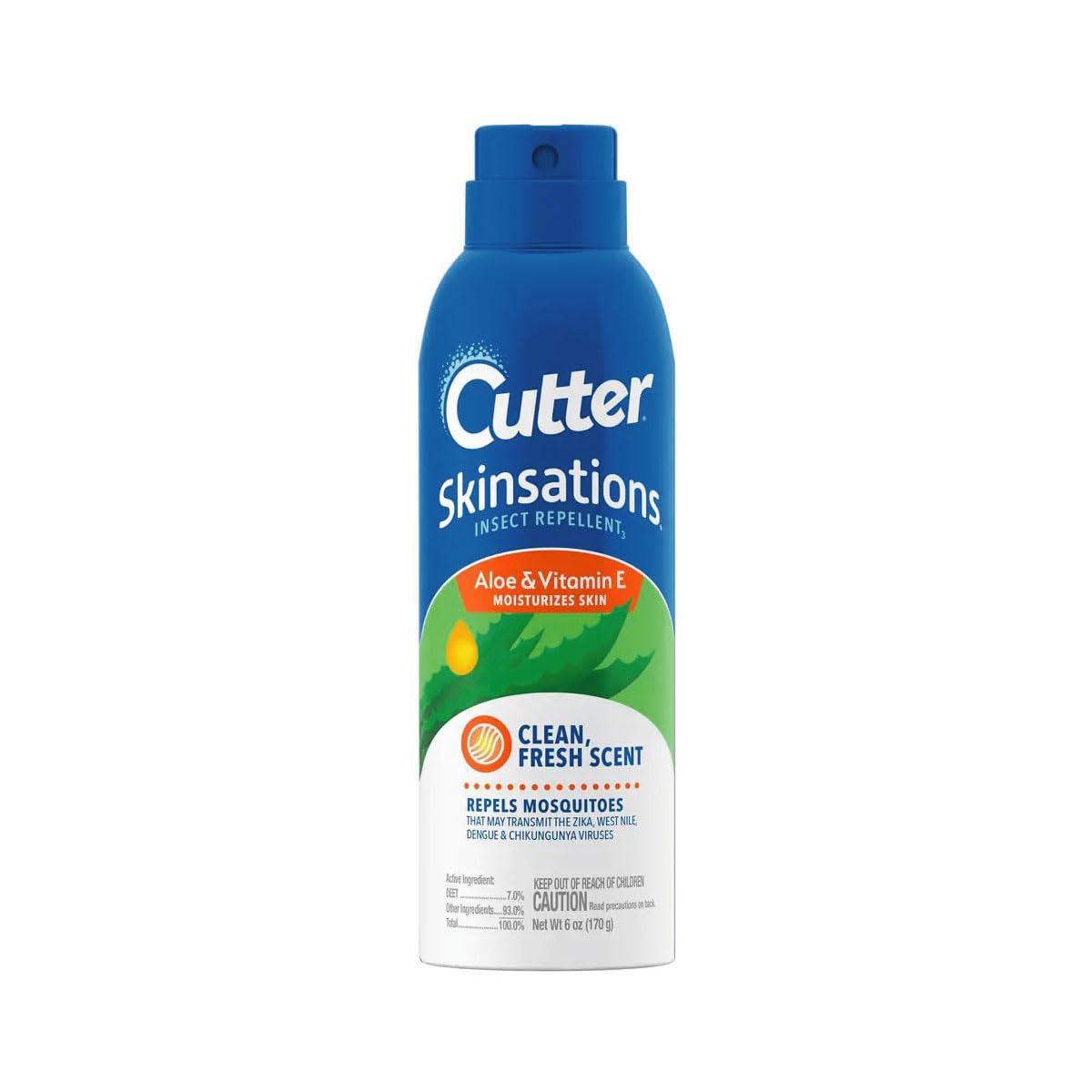 Cutter Skinsations Insect Repellent, Repels Mosquitos, Ticks, Gnats, Fleas, 7% DEET, 6 fl Ounce (Aerosol Spray)