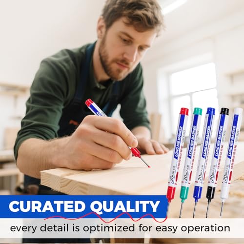 Zrpot 10 PCS Long Head Deep Hole Marker Pens, 20 MM Long Nib Marker for Metal, Multi-purpose Deep Reach Markers Quick Dry Waterproof Marking Pens Construction Markers with Long Nose - Thumbnail 7