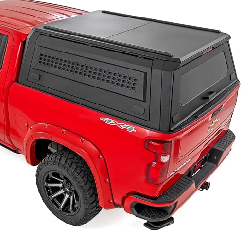 Rough Country Truck Bed Cap Topper for Chevy Silverado & GMC Sierra 1500 (2019-2026) 510 Bed - Black 6-Piece Modular Design Lockable Access Doors Molle Panels LED Lighting