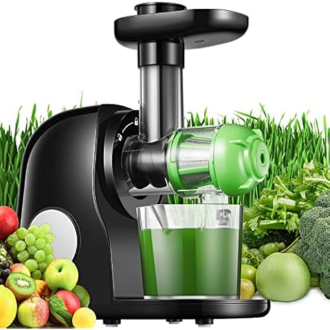 hhnn Juicer Machines, Slow Masticating Juicer Easy to Clean, Cold Press Juicer Extractor with Quiet Motor & Reverse Function for Vegetable and Fruit, Multicolor Cover