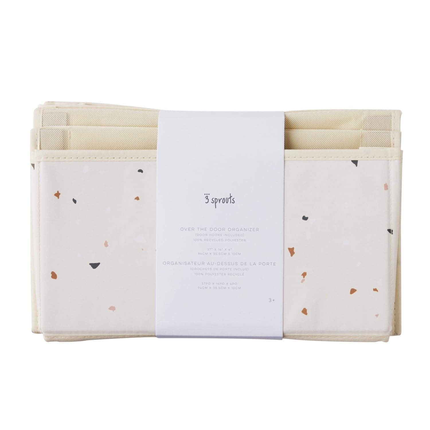 3 Sprouts Organizer da Appendere, 4 Tasche e 2 Ganci, Terrazzo Crema | organizer pensile; per pannolini, vestiti, giochi e cameretta; aggancio alla porta; libera spazio su scaffali e mobili