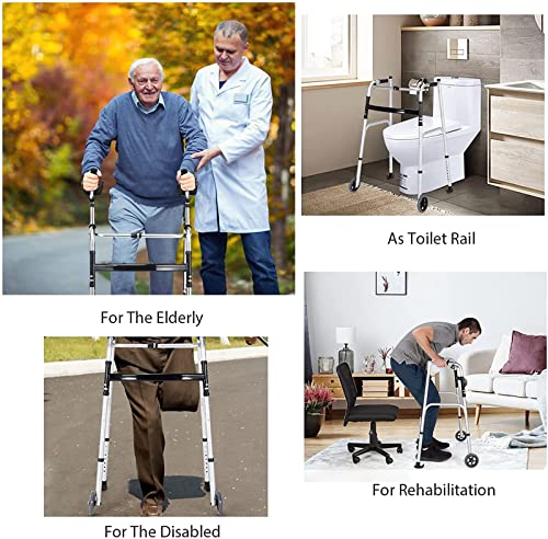 Looprek, opvouwbare standaard rollator met wielen en afneembaar armsteunkussen, in hoogte verstelbare geassisteerde loophulp, geschikt voor ouderen en gehandicapten A - Afbeelding 5