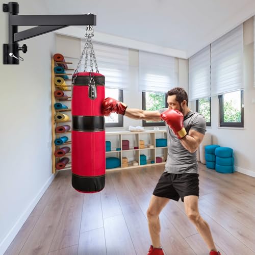 BeneLabel Wieszak na worek bokserski 17" do montażu na ścianie, obrotowy 360, wieszak na ciężki worek 800 LB, uchwyt na worek bokserski do domu, Gym, Muay Thai