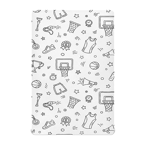 Image of Fitted Crib Sheets Basketball Sport Stretchy Portable Playard Sheets for Baby Toddler, Breathable Soft Mini Crib Mattress 39 x 27 in for Boys and Girls
