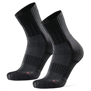 “DANISH ENDURANCE Premium Merino Wol Hardloopsokken voor Dames & Heren, 2 paar, Hoge Kwaliteit Merino Blend, Ademende Sportsokken, Trail Hardlopen, Outdoor, Enkel & Hielsupport, Demping, Temperatuurregulerend, Zacht, Zwart & Blauw “