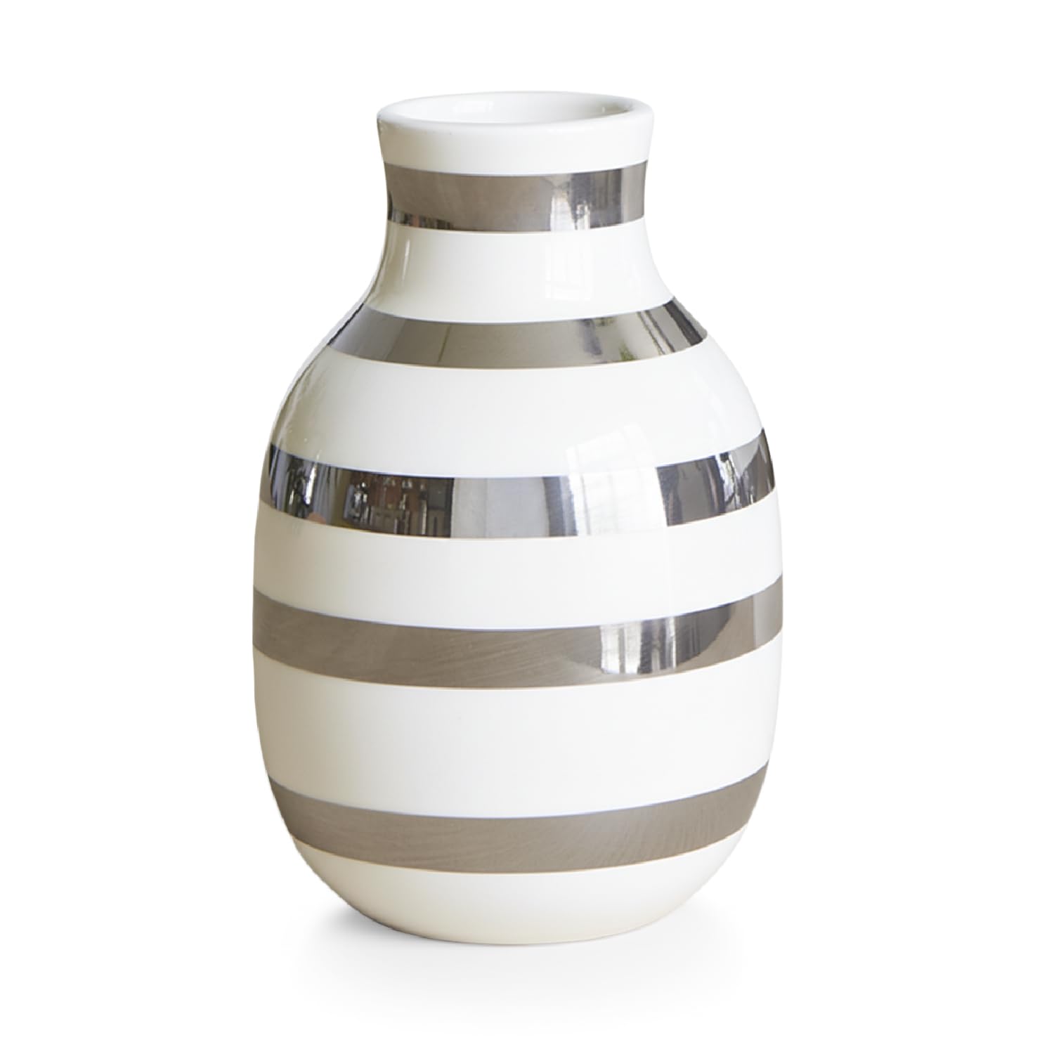 Kähler Vaso H20,5 cm Omaggio Nuovo per Fiori con Strisce dipinte a Mano, Blu