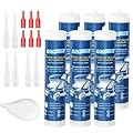 Gociean 2025 Version RV Roof Sealant 6 Pack, Self-Leveling Lap Sealant White, Camper Caulk for RV Roofing, Maintenance, Repair