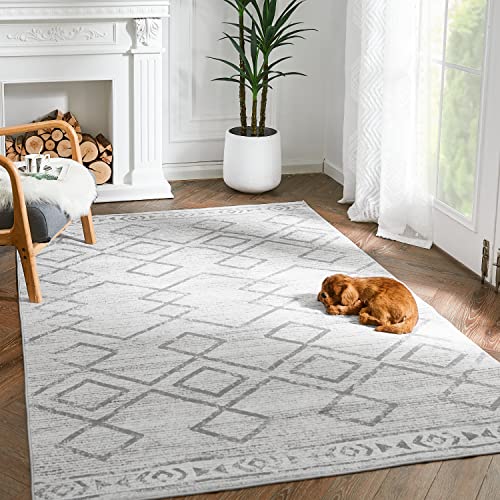 Jinchan Area Rug 8X10 Grey Modern Rug Soft Rug Kitchen Indoor Mat Geometric Print Floor Cover Thin Carpet Non Slip For Bathroom Bedroom Dining Room Living Room Office Classroom #TOP14