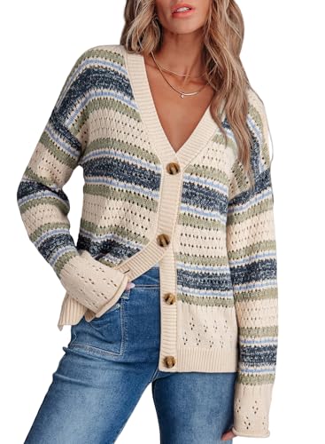 Dokotoo Women's 2025 Fashion Casual Open Front Long Sleeve Hollow Out Crochet Knit Cardigans Sweaters Boho Outerwear Coats