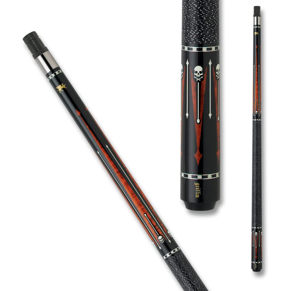 Griffin GR30 Pool Cue - Black Stained with Floating White Spears and Brown Points - 19oz