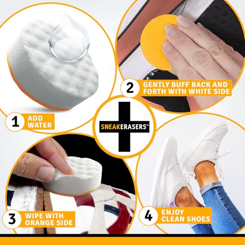 Image of SneakERASERS Instant Sole and Sneaker Cleaner, Premium, Disposable, Dual-Sided Sponge for Cleaning & Whitening Shoe Soles (10 Pack)