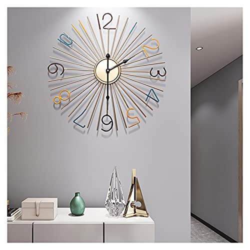 WAGXIyU Relógio de parede de metal moderno, silencioso, sem tiquetaque, 3D, funciona com pilhas, para sala de estar, quarto, cozinha, decoração de casa, 19,2 polegadas