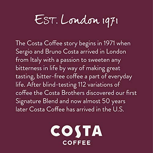 Costa Coffee Ground Coffee, Dark Roast, 2 bags (12oz each), Rainforest Alliance Certified