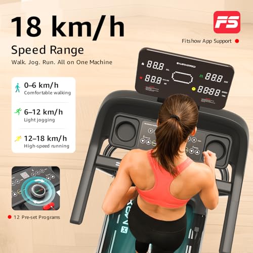 Image of Maxpro Optira Plus 6Hp Peak BLDC Motor|18km /h Speed |16 Level Motorized Incline |Bluetooth Speaker|FitShow App |130Kg User Weight |Auto Incline Hydraulic Foldable Multifunction Treadmill for Home use