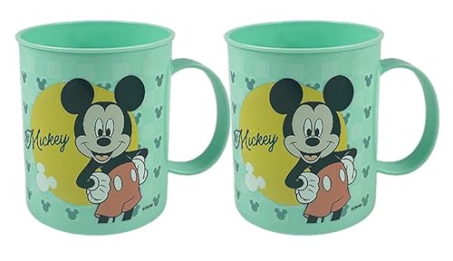 Mickey Mouse Kids Plastic Drinking Mug, Mint Green, 350ml - 2 Pack