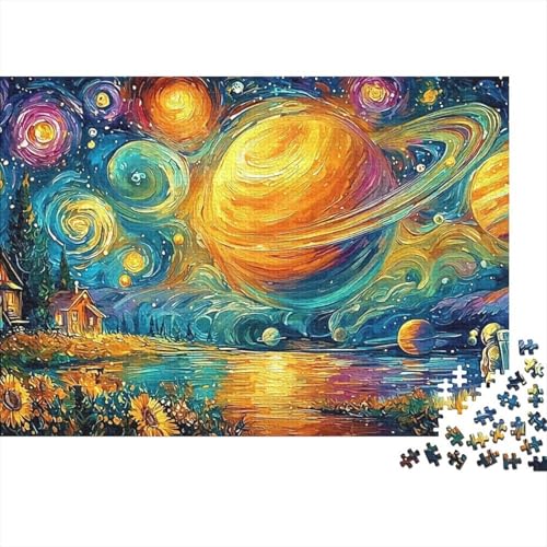 Rompecabezas de 1000 piezas para adultos de paisaje planetario y diseño estrellado de 38x26cm