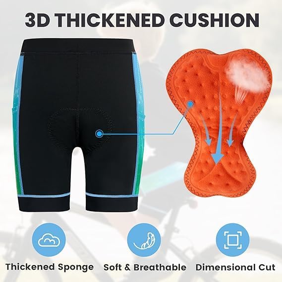 Gogokids Boys Girls 3D Padded Bike Shorts Kids Cycling Shorts Biking Shorts Sports Pants with Pockets for Mountain Road - Image 5